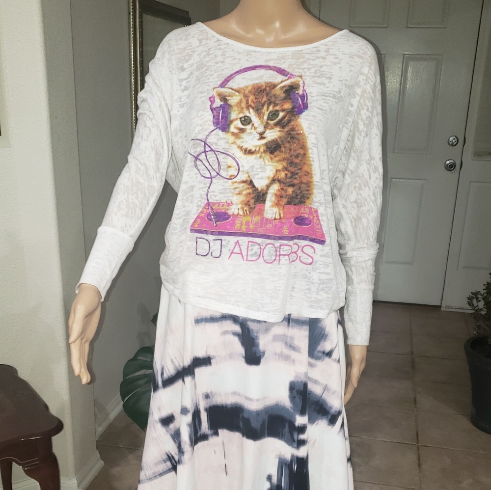 Stranded L DJ Adorbs kitty disco oversized long sleeve burnout